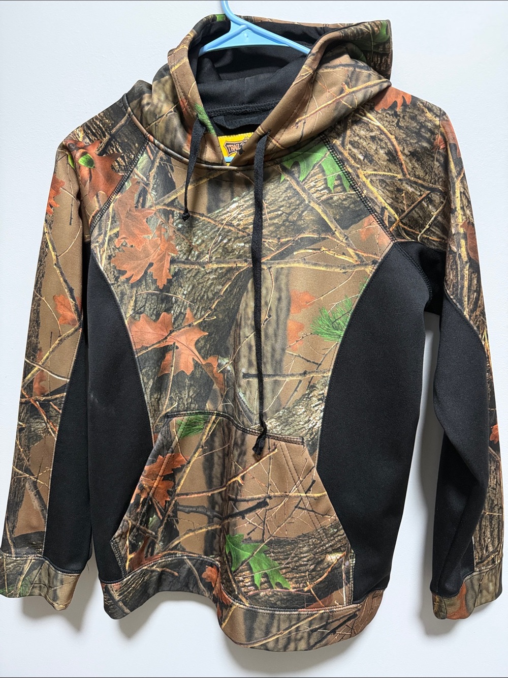 Trail Crest Kids Camo Hoodie with Black Panels - Brown Green Black
